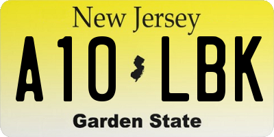 NJ license plate A10LBK