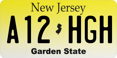 NJ license plate A12HGH
