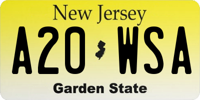 NJ license plate A20WSA