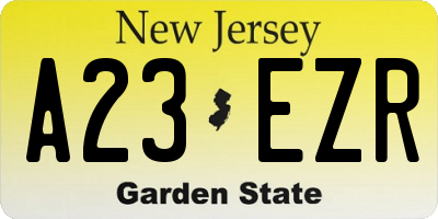 NJ license plate A23EZR