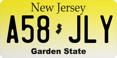 NJ license plate A58JLY