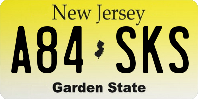NJ license plate A84SKS