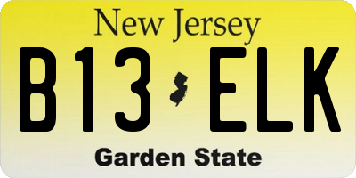 NJ license plate B13ELK
