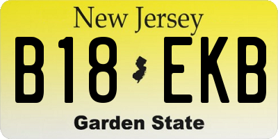 NJ license plate B18EKB