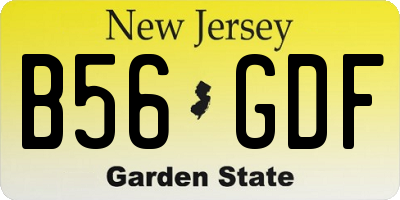 NJ license plate B56GDF