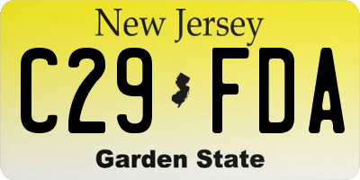 NJ license plate C29FDA