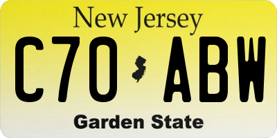 NJ license plate C70ABW