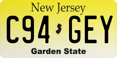 NJ license plate C94GEY