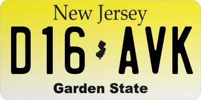 NJ license plate D16AVK