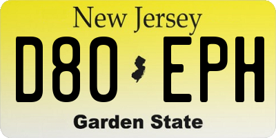 NJ license plate D80EPH