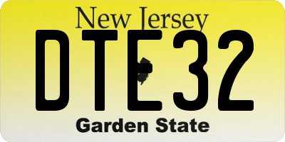 NJ license plate DTE32