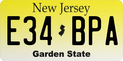 NJ license plate E34BPA
