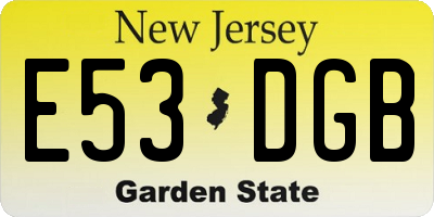 NJ license plate E53DGB