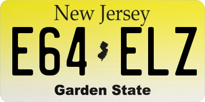 NJ license plate E64ELZ