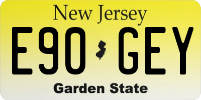 NJ license plate E90GEY