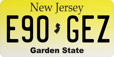 NJ license plate E90GEZ