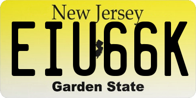 NJ license plate EIU66K