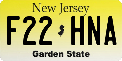 NJ license plate F22HNA