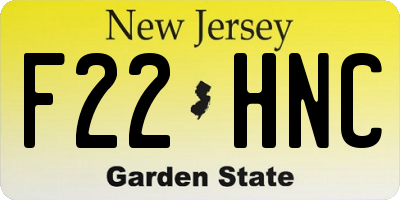 NJ license plate F22HNC