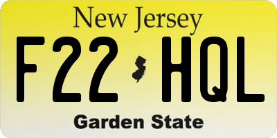 NJ license plate F22HQL