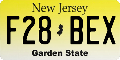 NJ license plate F28BEX
