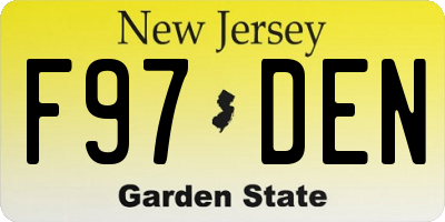 NJ license plate F97DEN