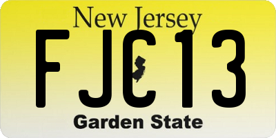NJ license plate FJC13