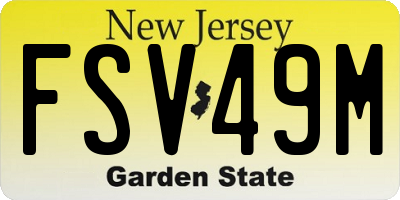 NJ license plate FSV49M