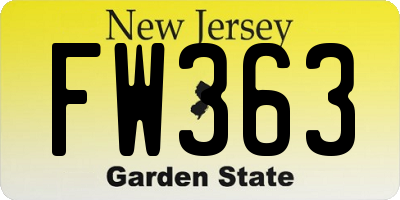 NJ license plate FW363