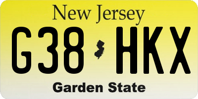 NJ license plate G38HKX