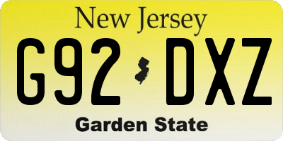 NJ license plate G92DXZ