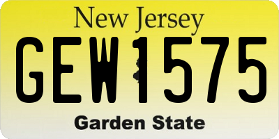 NJ license plate GEW1575