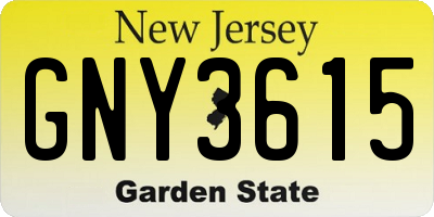 NJ license plate GNY3615
