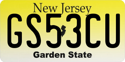 NJ license plate GS53CU