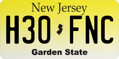 NJ license plate H30FNC