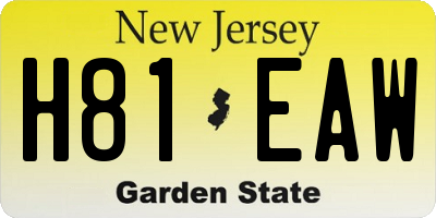 NJ license plate H81EAW
