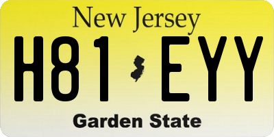 NJ license plate H81EYY