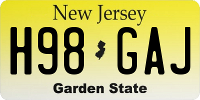 NJ license plate H98GAJ