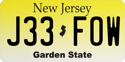 NJ license plate J33FOW
