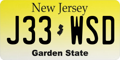 NJ license plate J33WSD