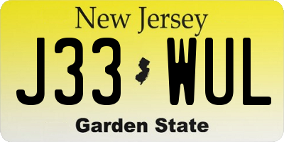 NJ license plate J33WUL