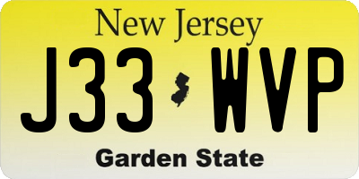 NJ license plate J33WVP