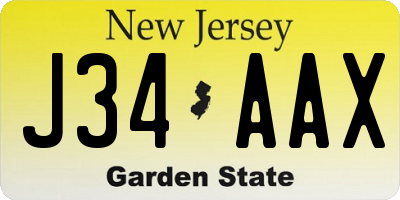 NJ license plate J34AAX