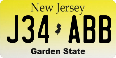 NJ license plate J34ABB