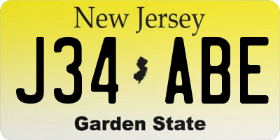 NJ license plate J34ABE