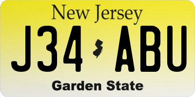 NJ license plate J34ABU