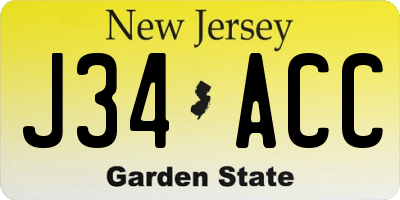 NJ license plate J34ACC