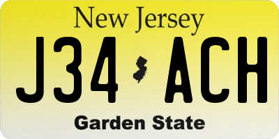 NJ license plate J34ACH