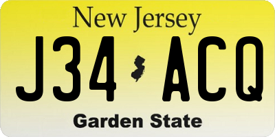 NJ license plate J34ACQ