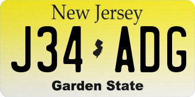 NJ license plate J34ADG